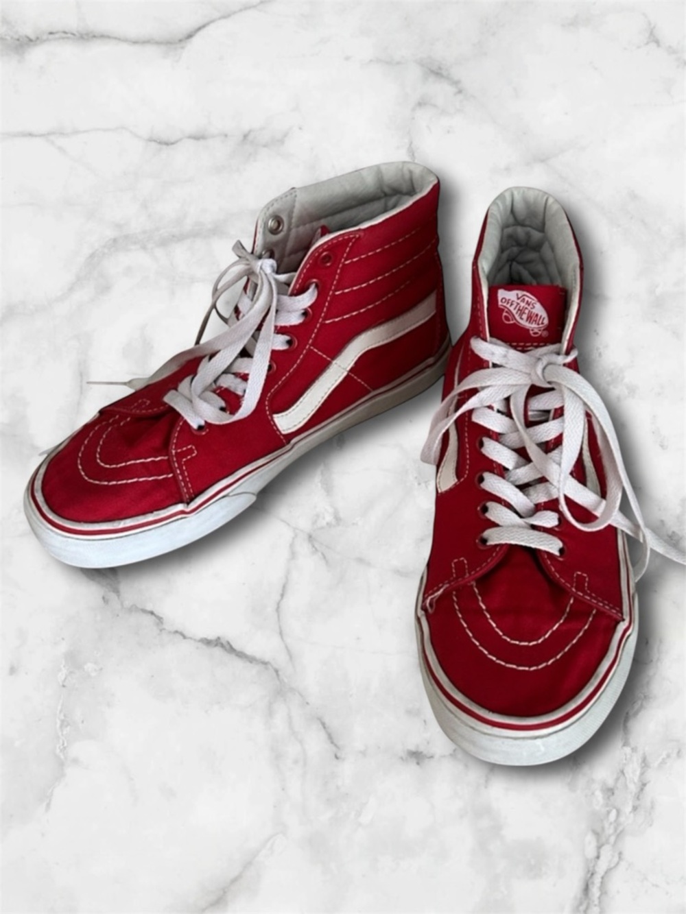 Vans Old Skool Red Hi-Top SK8 Sneakers Shoes Unisex Mens 7 Womens 8.5